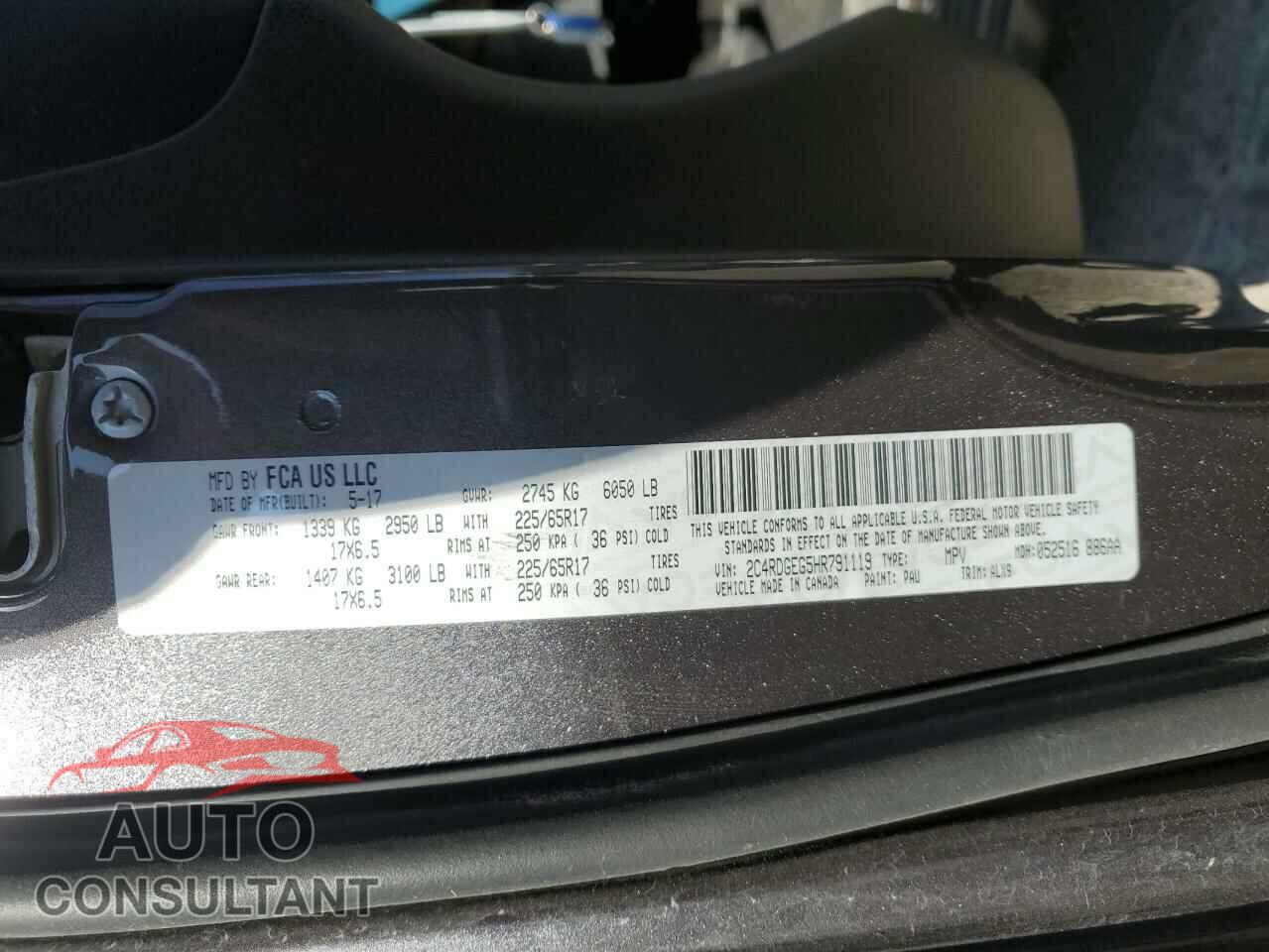 DODGE CARAVAN 2017 - 2C4RDGEG5HR791119