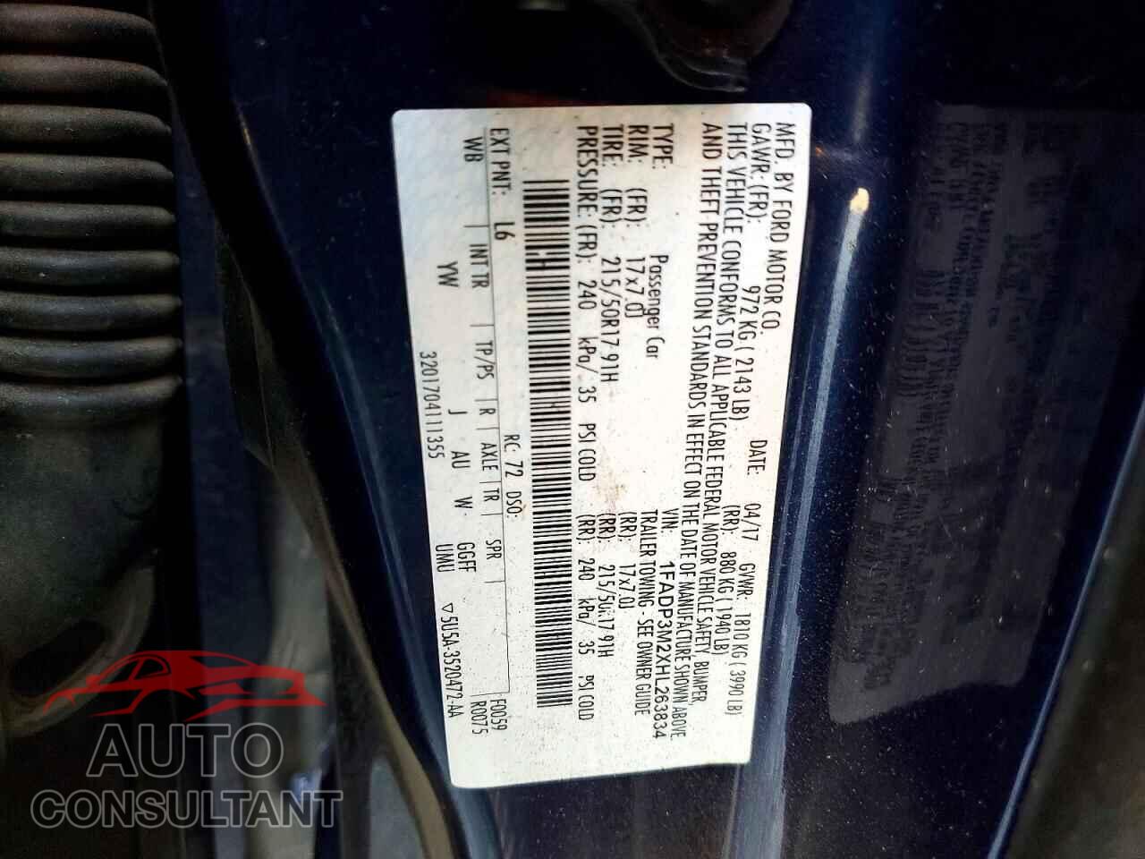 FORD FOCUS 2017 - 1FADP3M2XHL263834