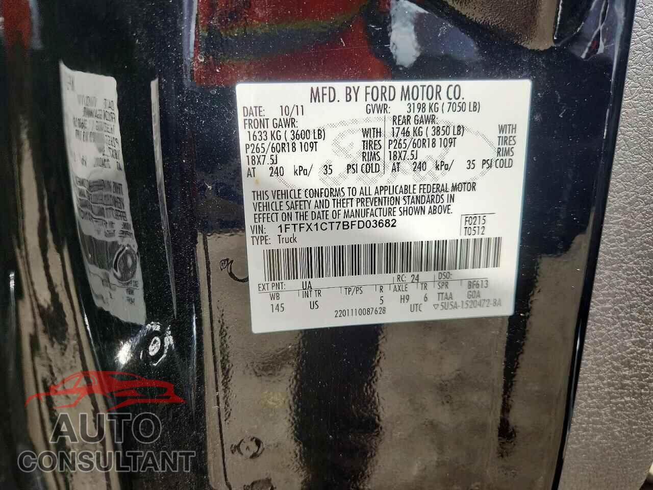 FORD F150 2011 - 1FTFX1CT7BFD03682