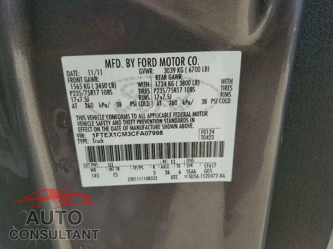 FORD F-150 2012 - 1FTEX1CM3CFA07998