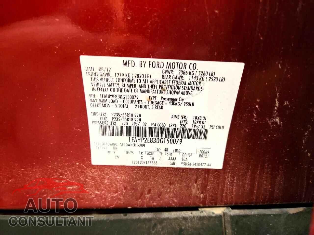 FORD TAURUS 2013 - 1FAHP2E83DG150079