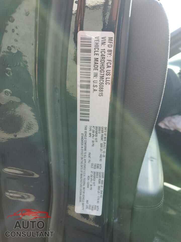 DODGE DURANGO 2021 - 1C4RDHDG7MC608815