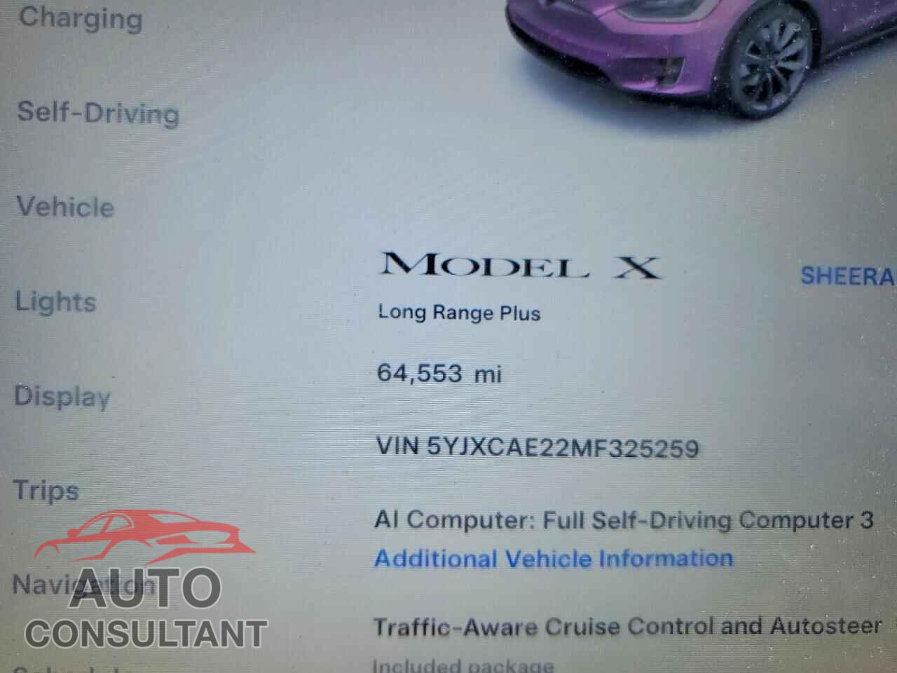 TESLA MODEL X 2021 - 5YJXCAE22MF325259