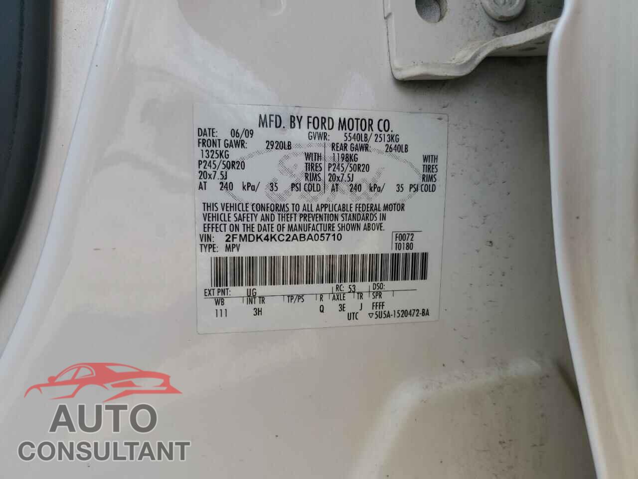 FORD EDGE 2010 - 2FMDK4KC2ABA05710