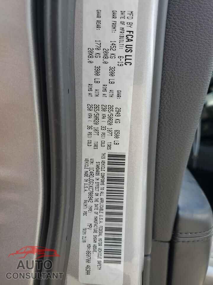 DODGE DURANGO 2019 - 1C4RDJDG1KC780942