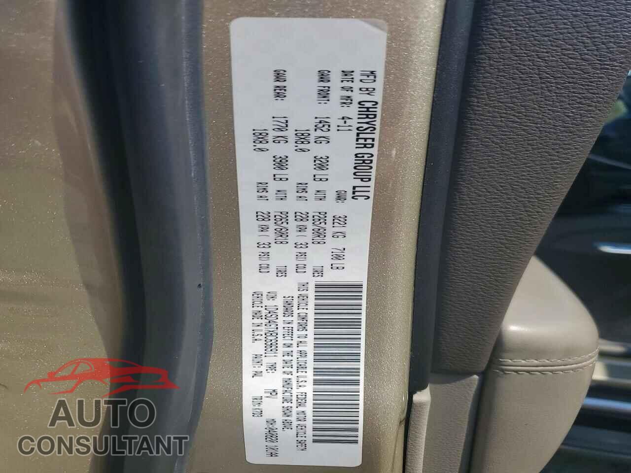 DODGE DURANGO 2011 - 1D4SD4GTXBC696911