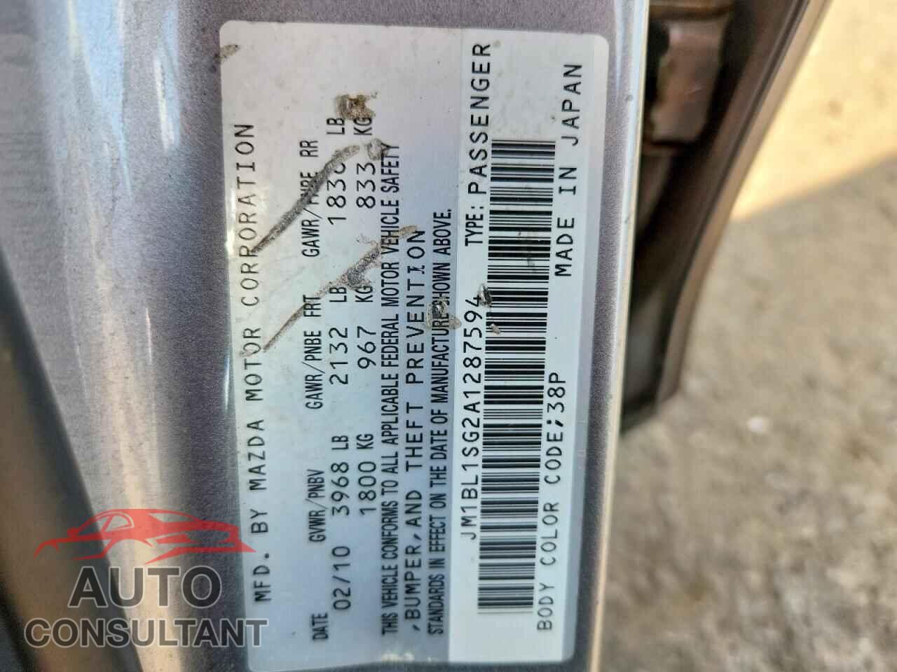 MAZDA 3 2010 - JM1BL1SG2A1287594