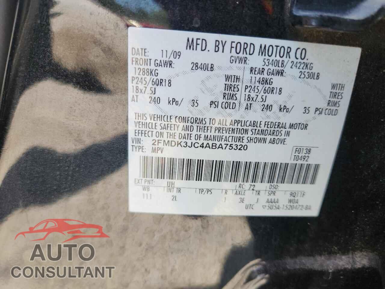 FORD EDGE 2010 - 2FMDK3JC4ABA75320
