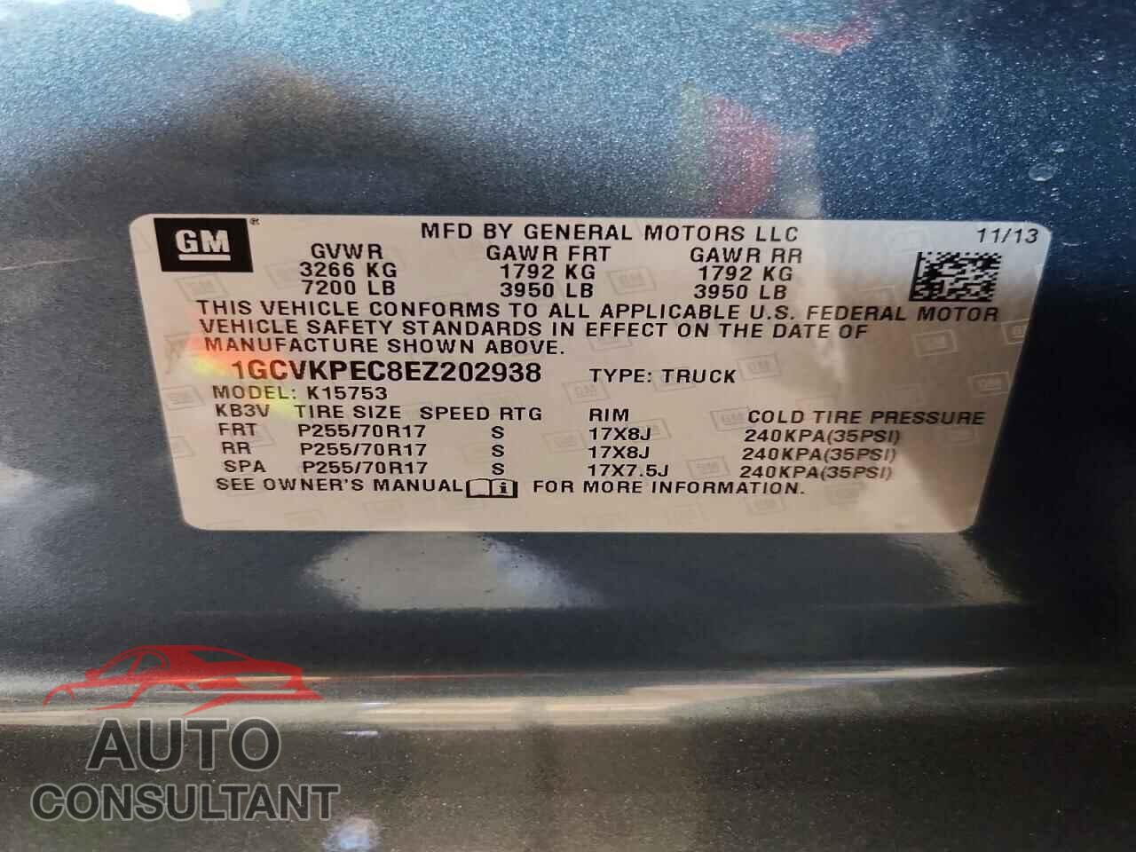 CHEVROLET SILVERADO 2014 - 1GCVKPEC8EZ202938
