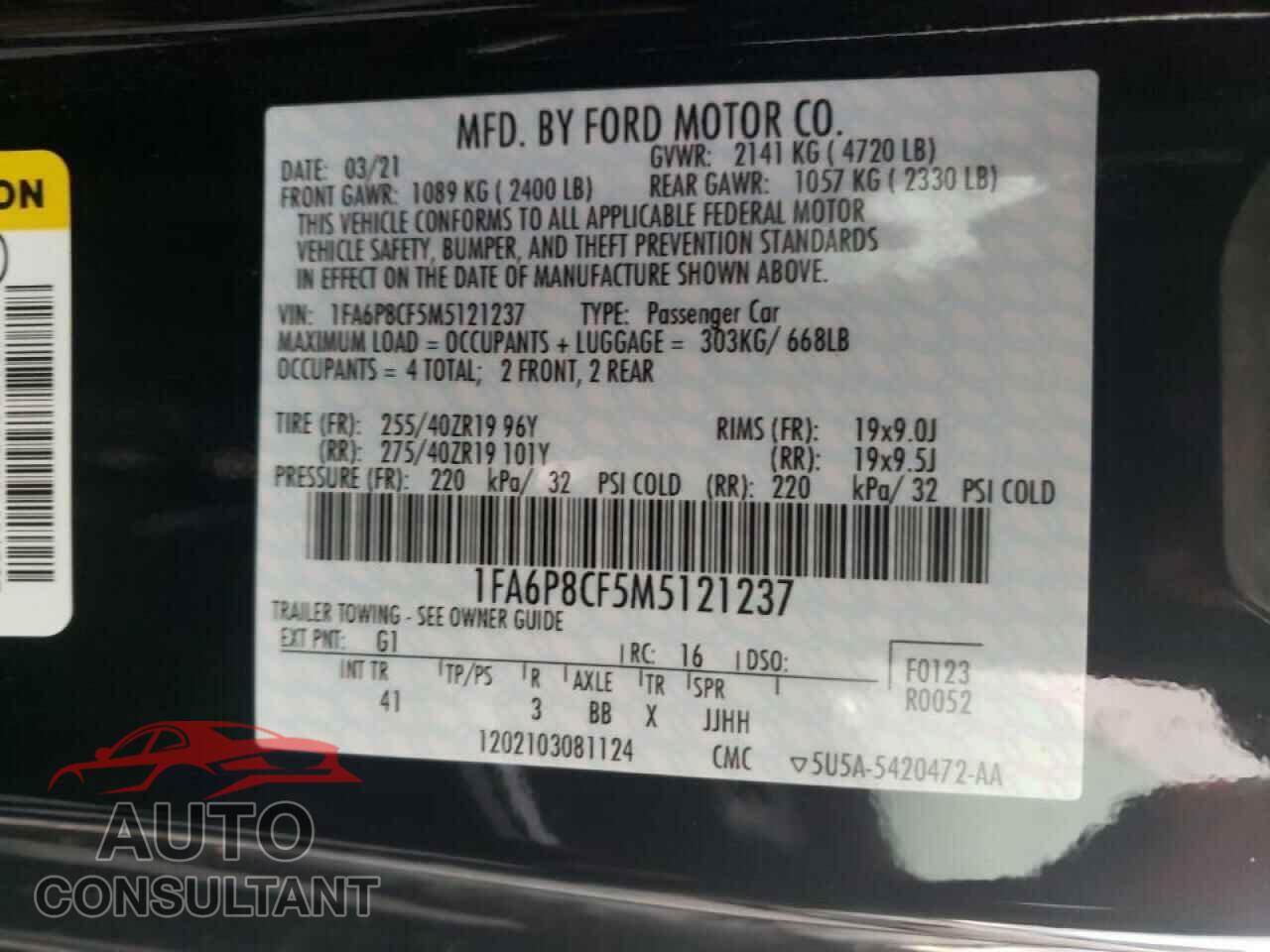 FORD MUSTANG 2021 - 1FA6P8CF5M5121237