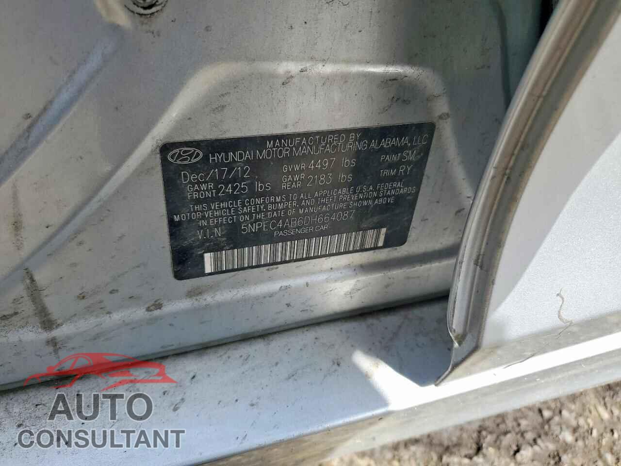 HYUNDAI SONATA 2013 - 5NPEC4AB6DH664087