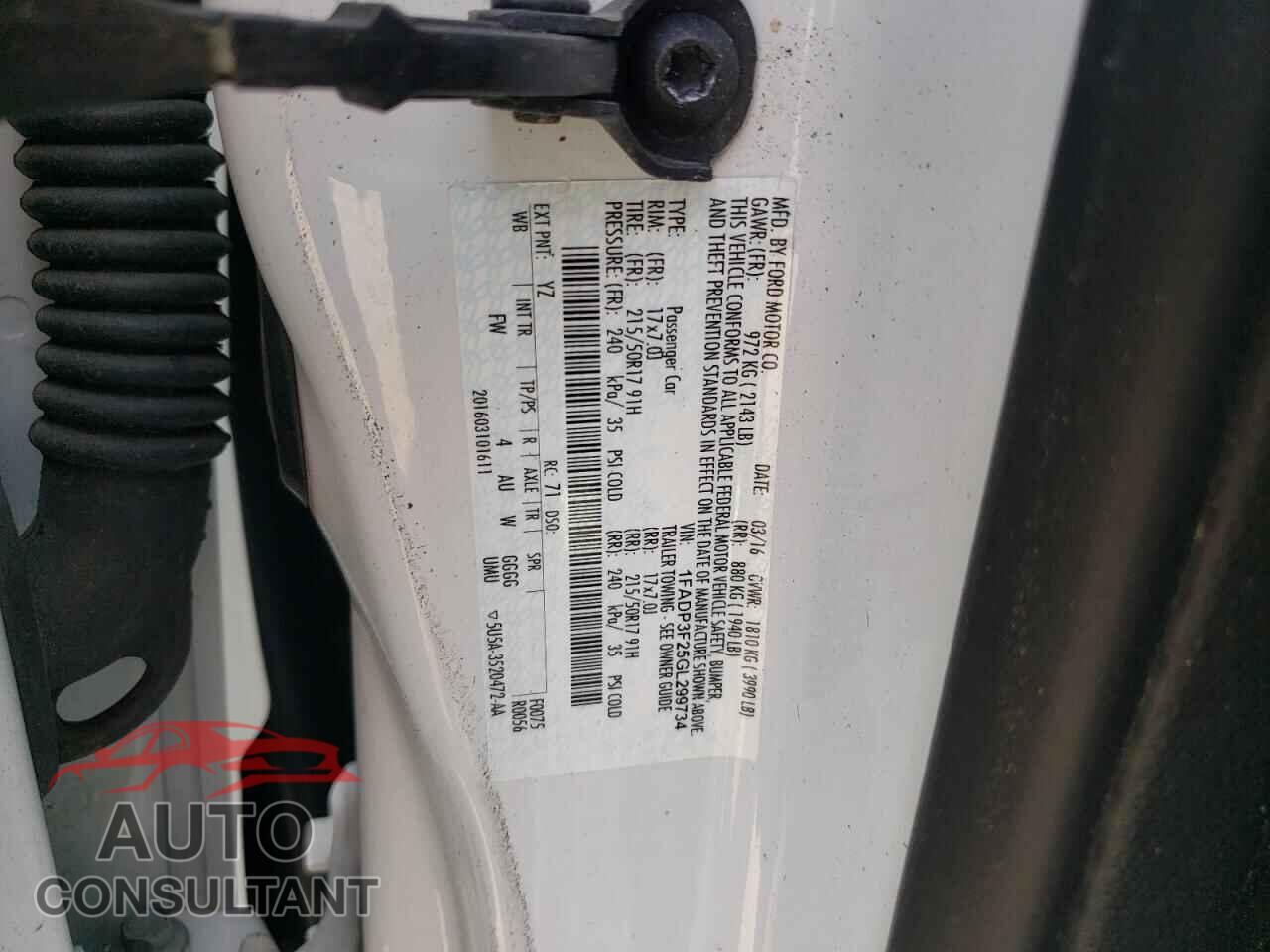 FORD FOCUS 2016 - 1FADP3F25GL299734
