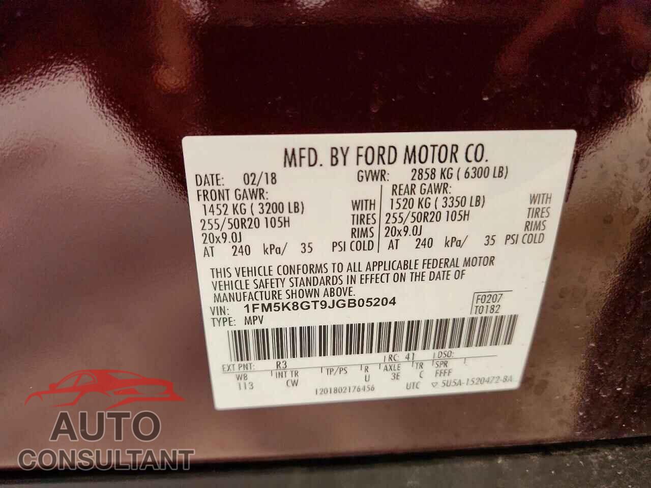 FORD EXPLORER 2018 - 1FM5K8GT9JGB05204