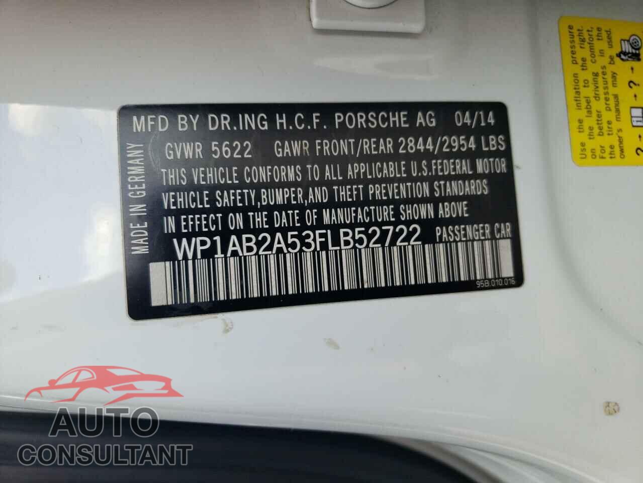 PORSCHE MACAN 2015 - WP1AB2A53FLB52722