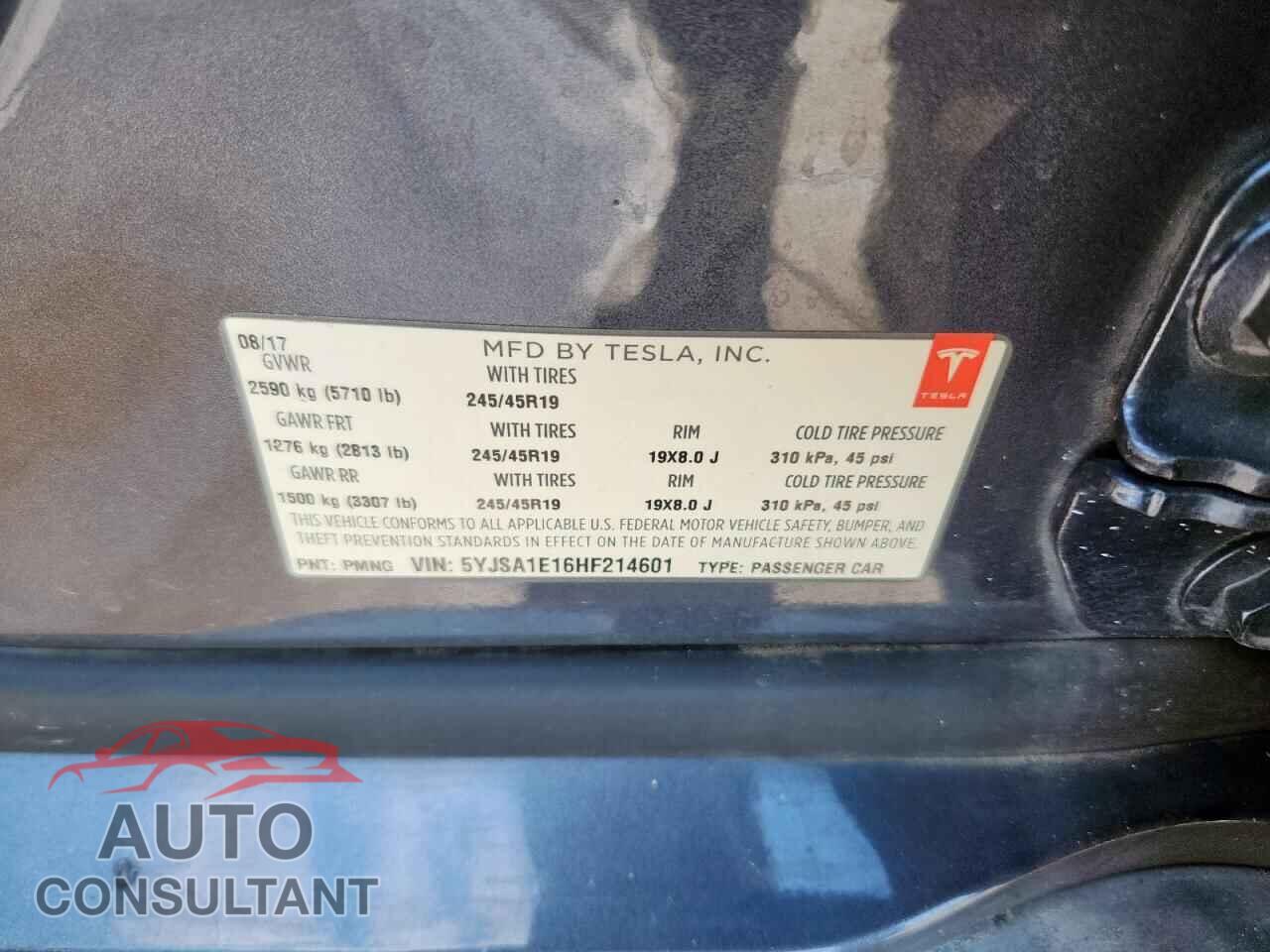 TESLA MODEL S 2017 - 5YJSA1E16HF214601