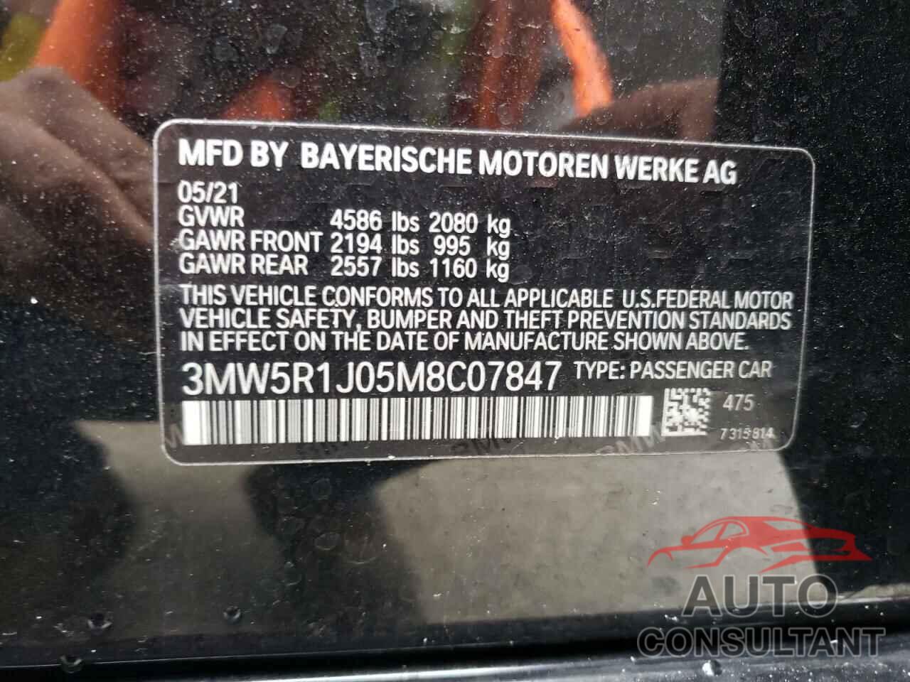 BMW 3 SERIES 2021 - 3MW5R1J05M8C07847