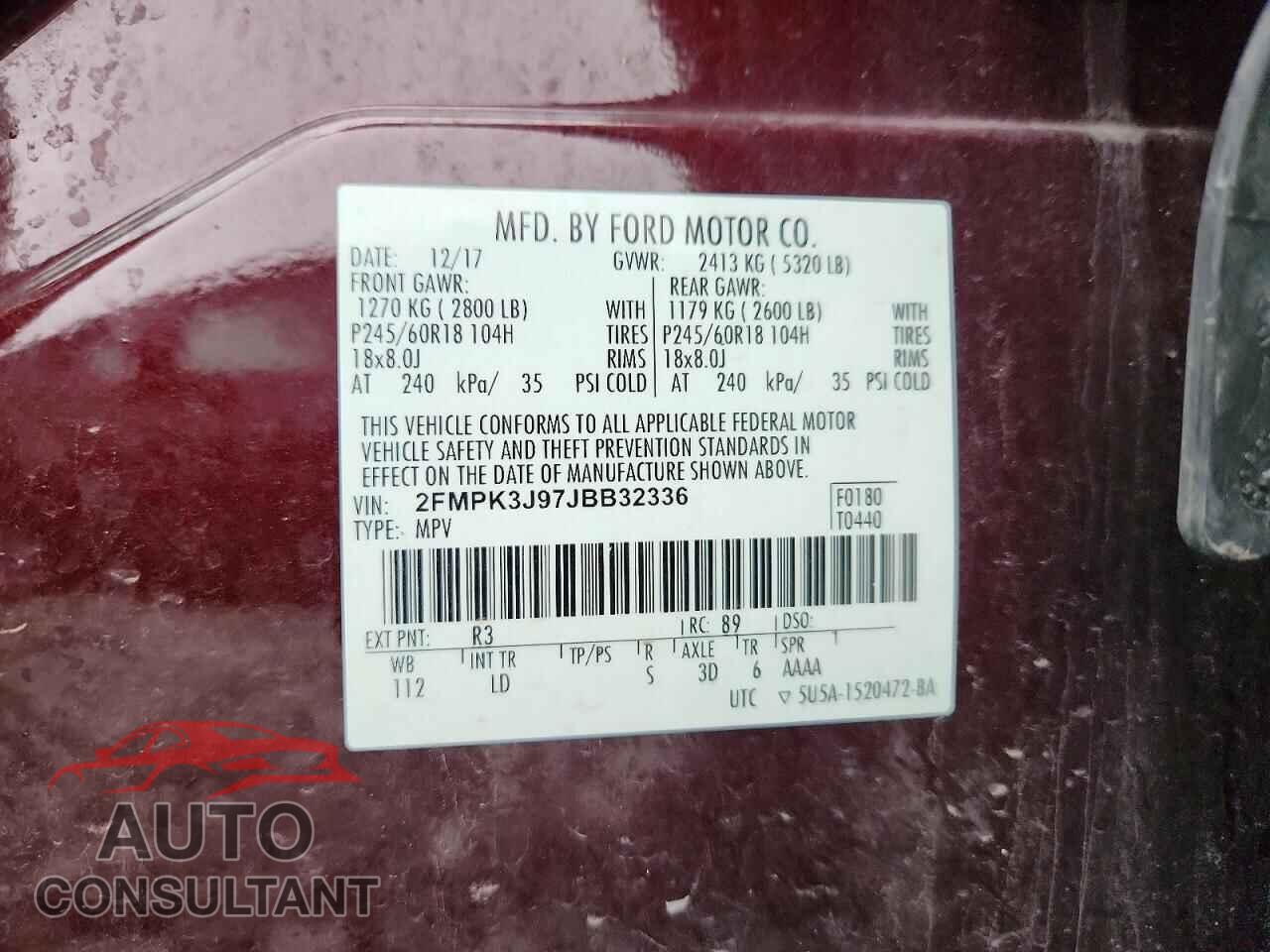 FORD EDGE 2018 - 2FMPK3J97JBB32336