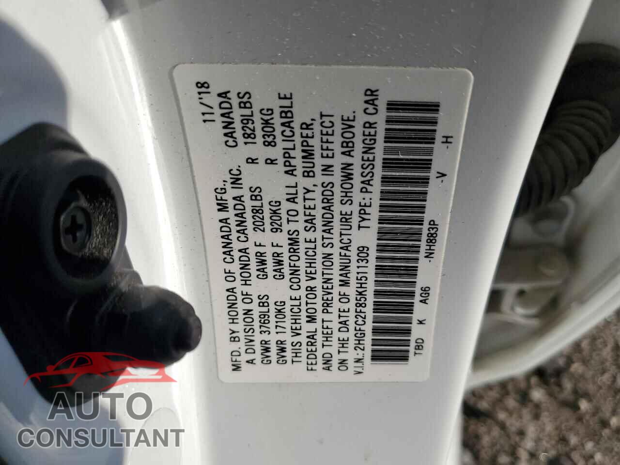 HONDA CIVIC 2019 - 2HGFC2F85KH511309