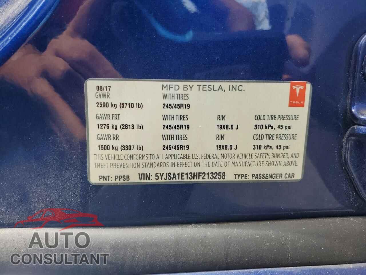 TESLA MODEL S 2017 - 5YJSA1E13HF213258