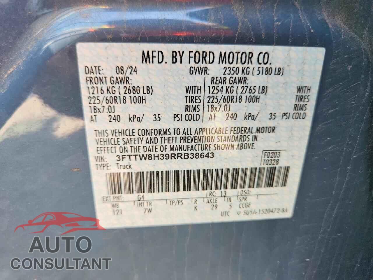 FORD MAVERICK 2024 - 3FTTW8H39RRB38643