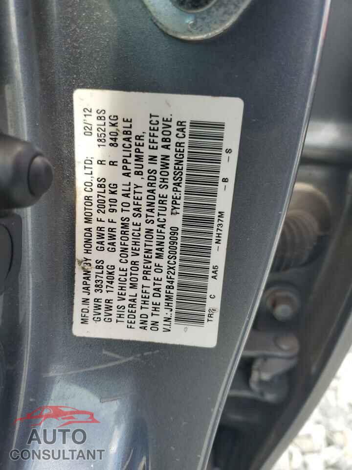 HONDA CIVIC 2012 - JHMFB4F2XCS009090
