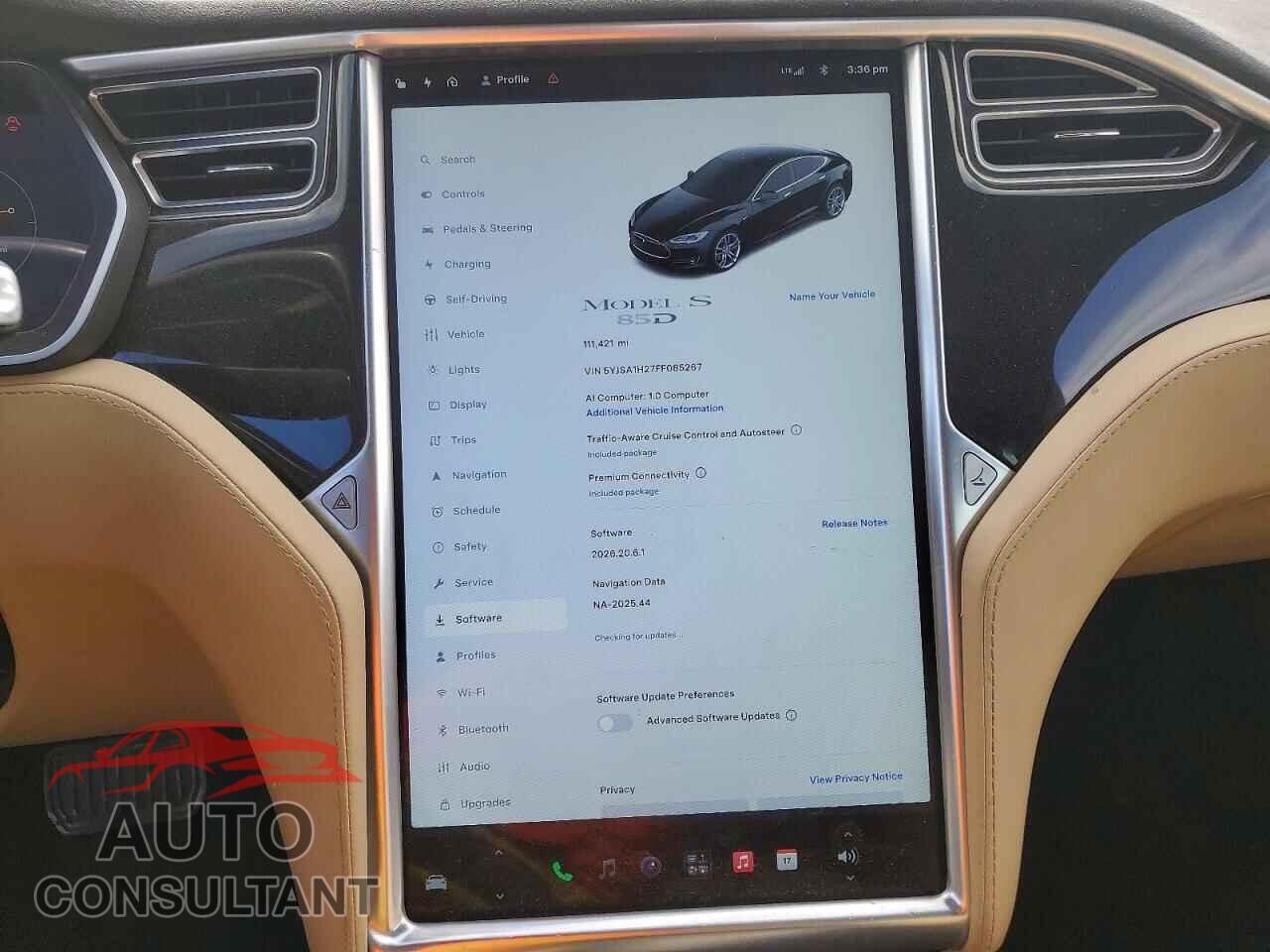 TESLA MODEL S 2015 - 5YJSA1H27FF085267