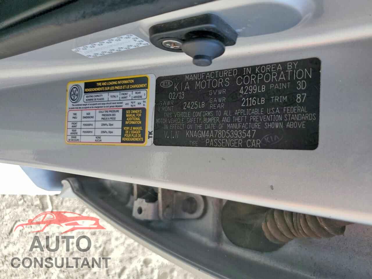 KIA OPTIMA 2013 - KNAGM4A78D5393547