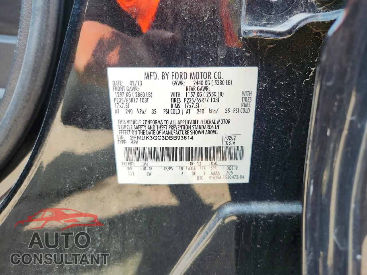 FORD EDGE 2013 - 2FMDK3GC3DBB93614