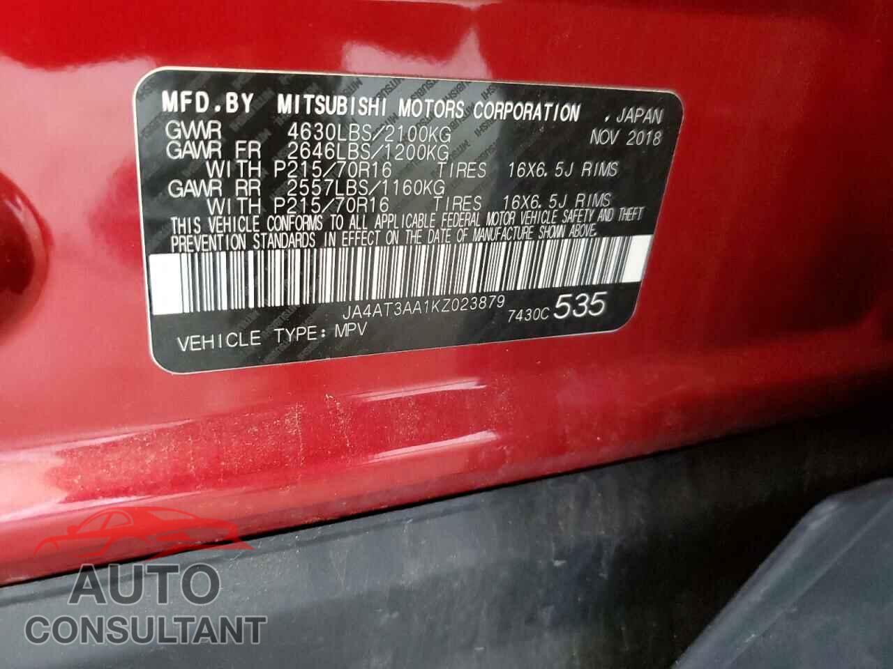 MITSUBISHI ECLIPSE 2019 - JA4AT3AA1KZ023879