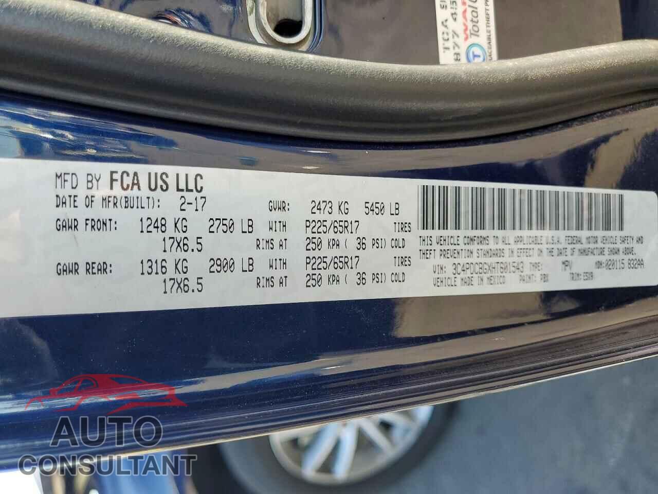 DODGE JOURNEY 2017 - 3C4PDCBGXHT601543