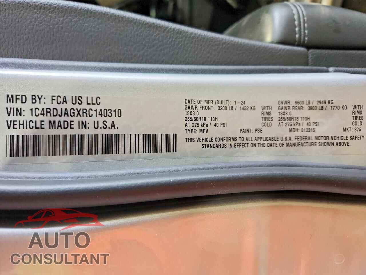 DODGE DURANGO 2024 - 1C4RDJAGXRC140310