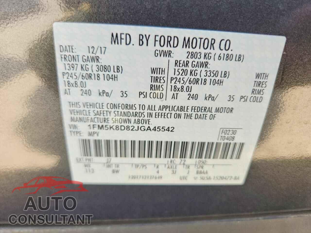 FORD EXPLORER 2018 - 1FM5K8D82JGA45542