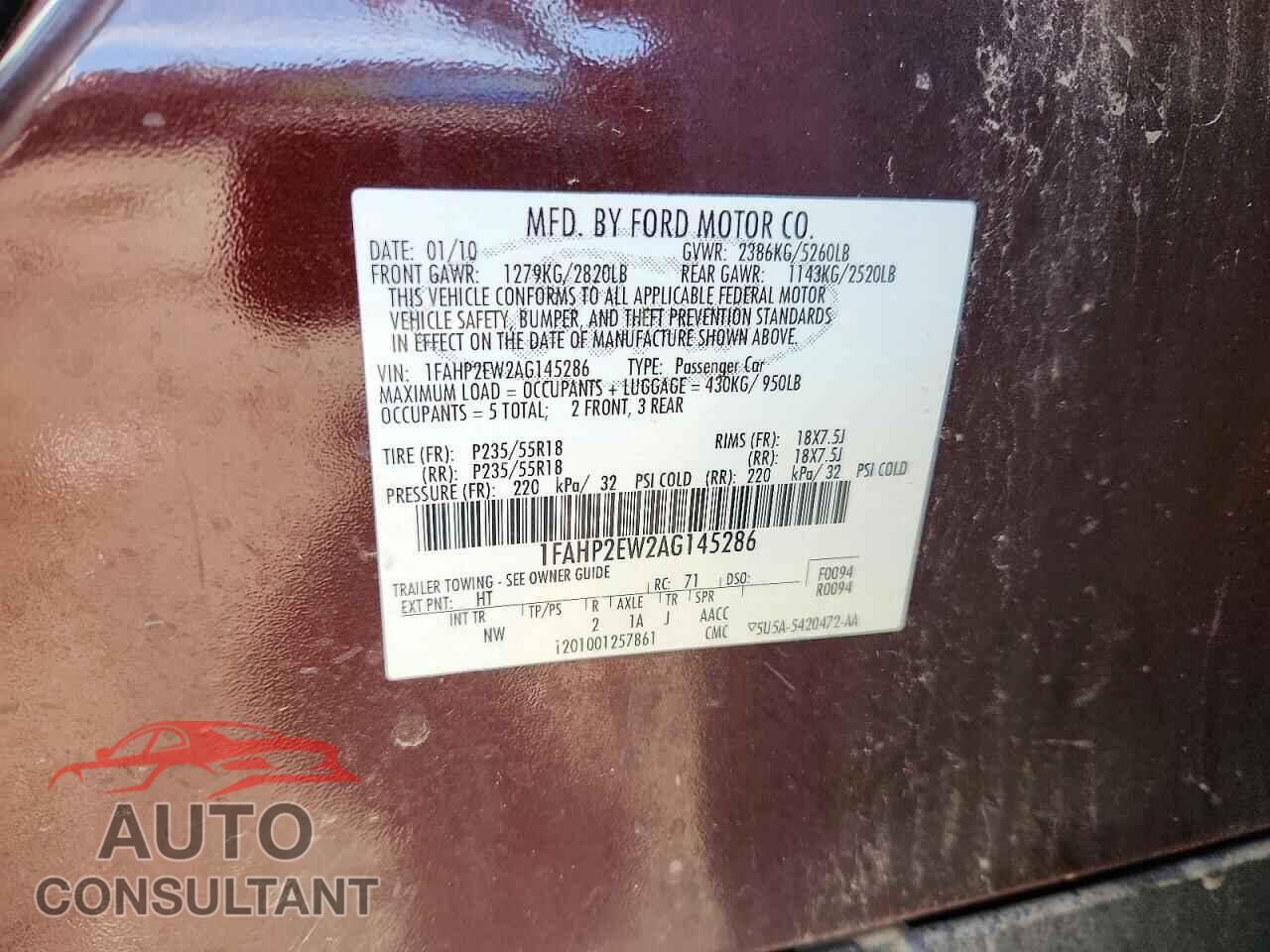 FORD TAURUS 2010 - 1FAHP2EW2AG145286