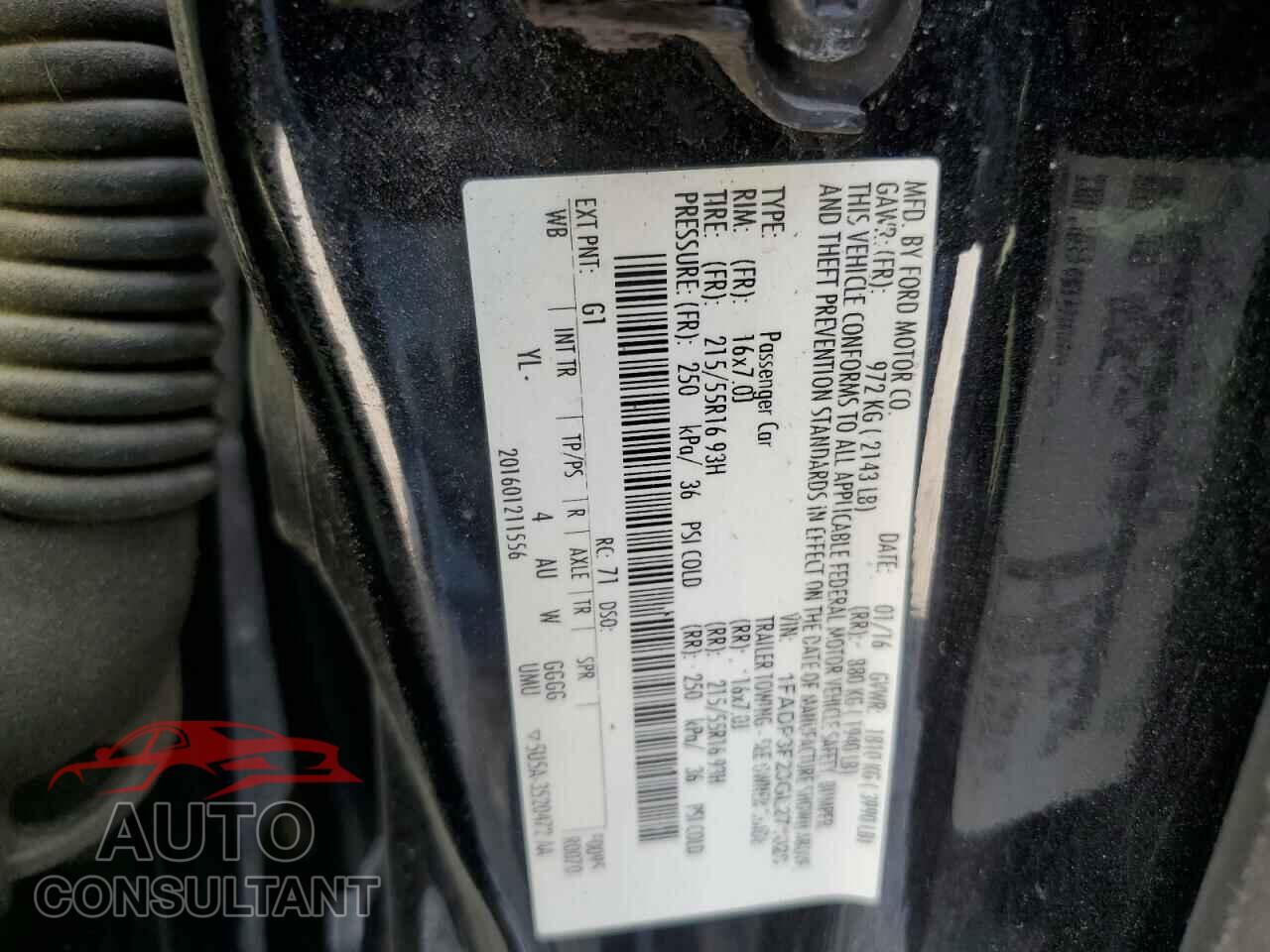 FORD FOCUS 2016 - 1FADP3F23GL271026