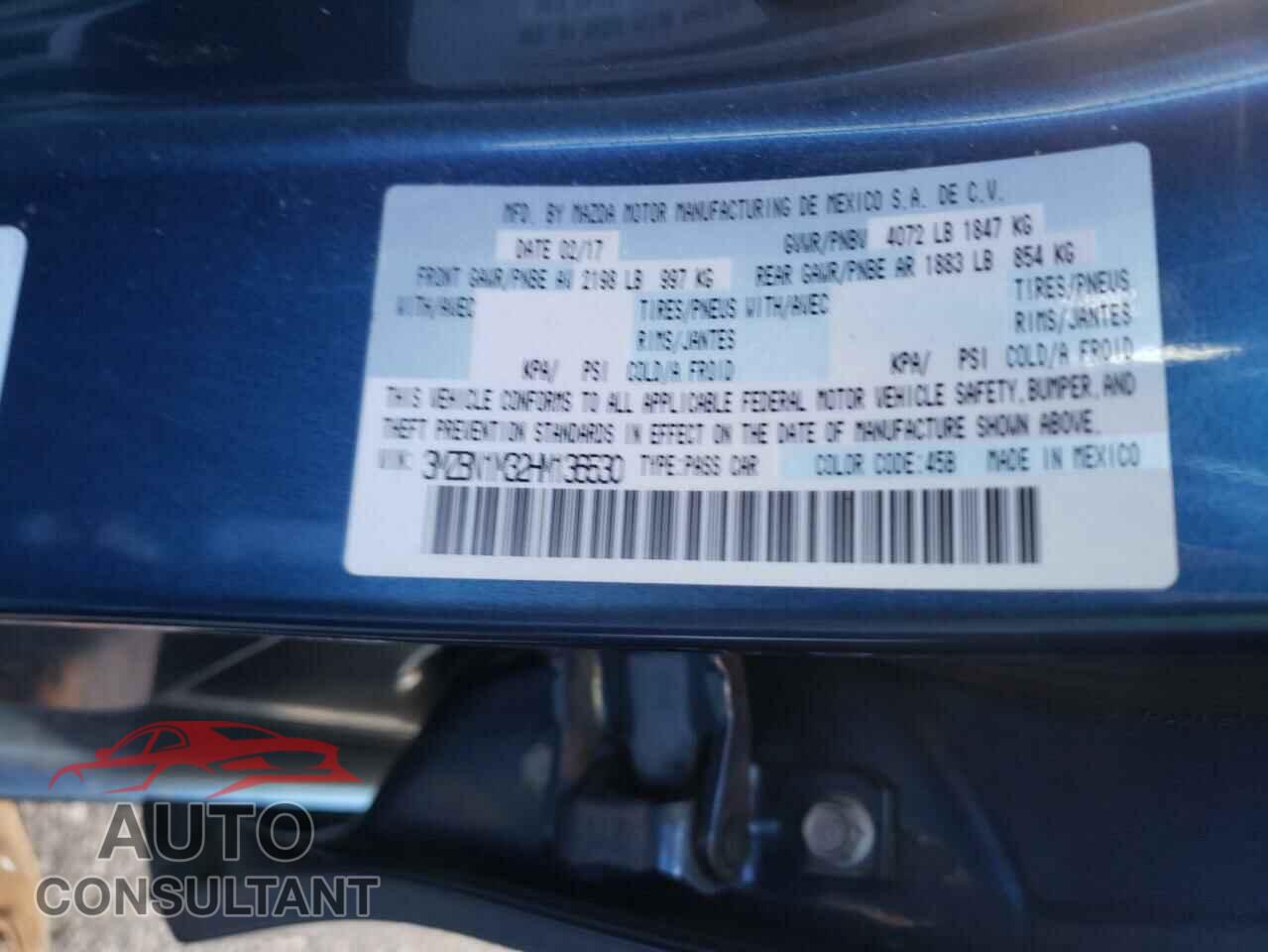 MAZDA 3 2017 - 3MZBN1M32HM136530