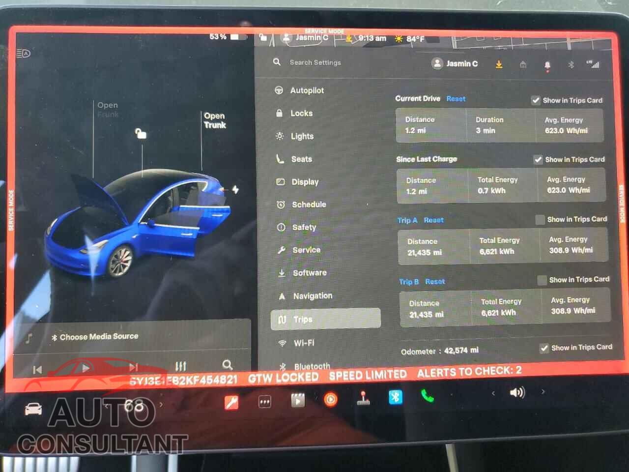 TESLA MODEL 3 2019 - 5YJ3E1EB2KF454821