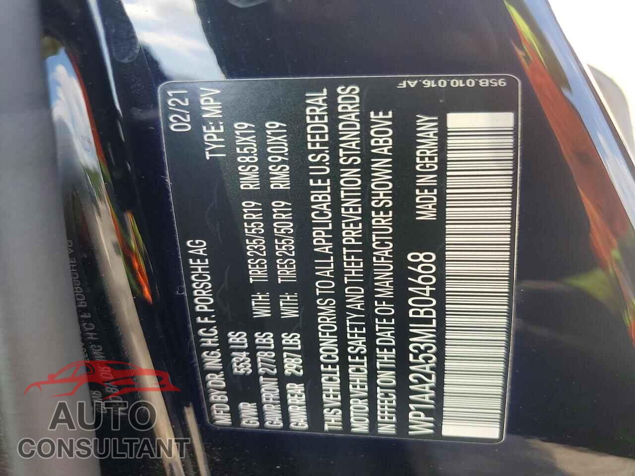 PORSCHE MACAN 2021 - WP1AA2A53MLB04668
