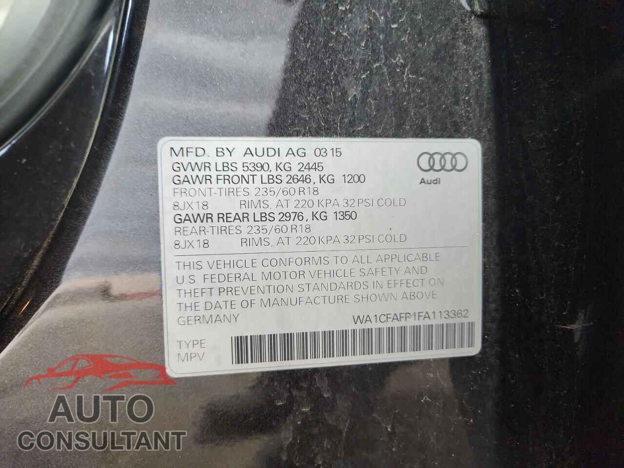 AUDI Q5 2015 - WA1CFAFP1FA113362