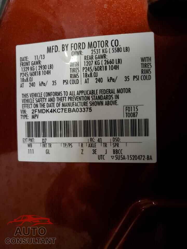 FORD EDGE 2014 - 2FMDK4KC7EBA03375