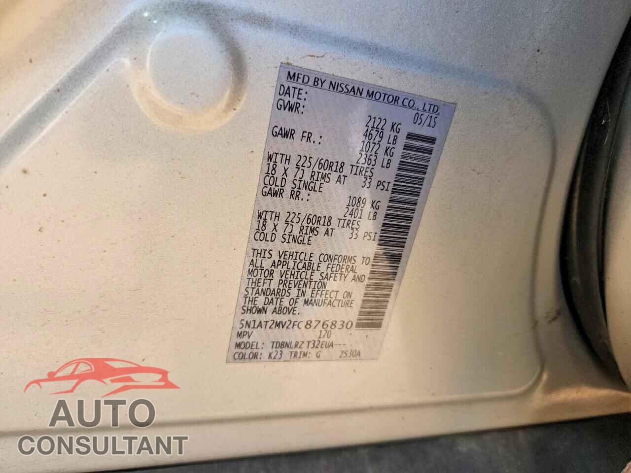 NISSAN ROGUE 2015 - 5N1AT2MV2FC876830