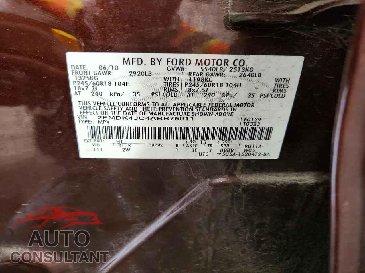 FORD EDGE 2010 - 2FMDK4JC4ABB75911