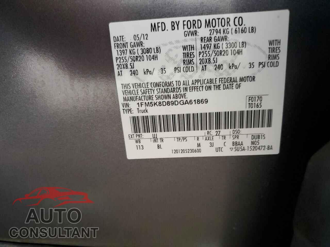 FORD EXPLORER 2013 - 1FM5K8D89DGA61869