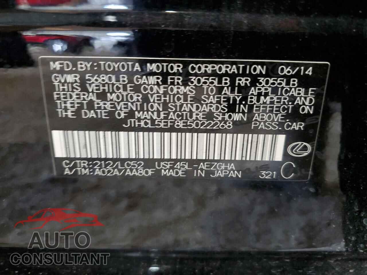 LEXUS LS460 2014 - JTHCL5EF8E5022268