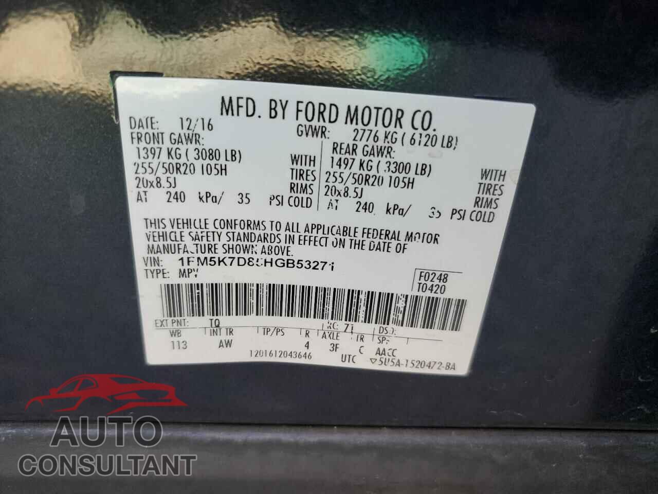 FORD EXPLORER 2017 - 1FM5K7D85HGB53271