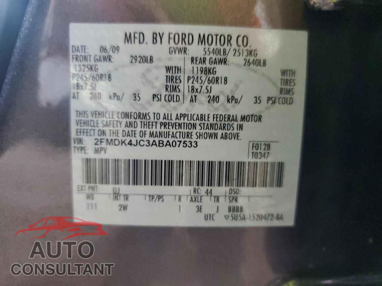 FORD EDGE 2010 - 2FMDK4JC3ABA07533