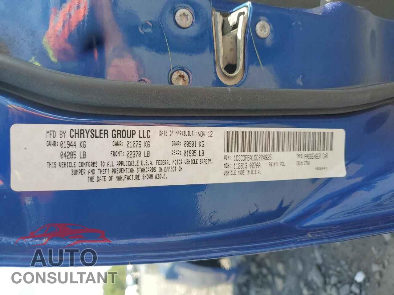 DODGE DART 2013 - 1C3CDFBA1DD224925