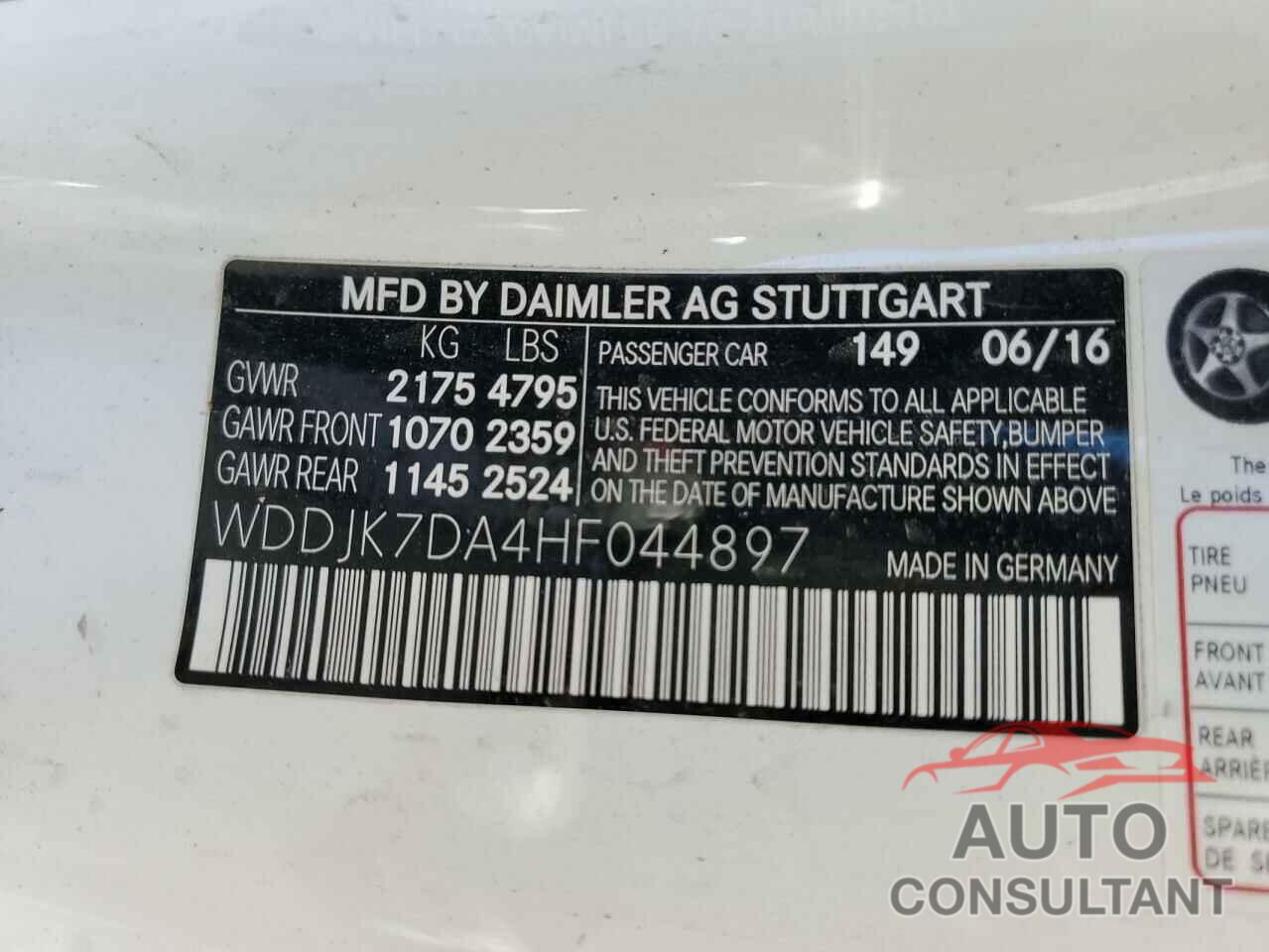 MERCEDES-BENZ SL-CLASS 2017 - WDDJK7DA4HF044897