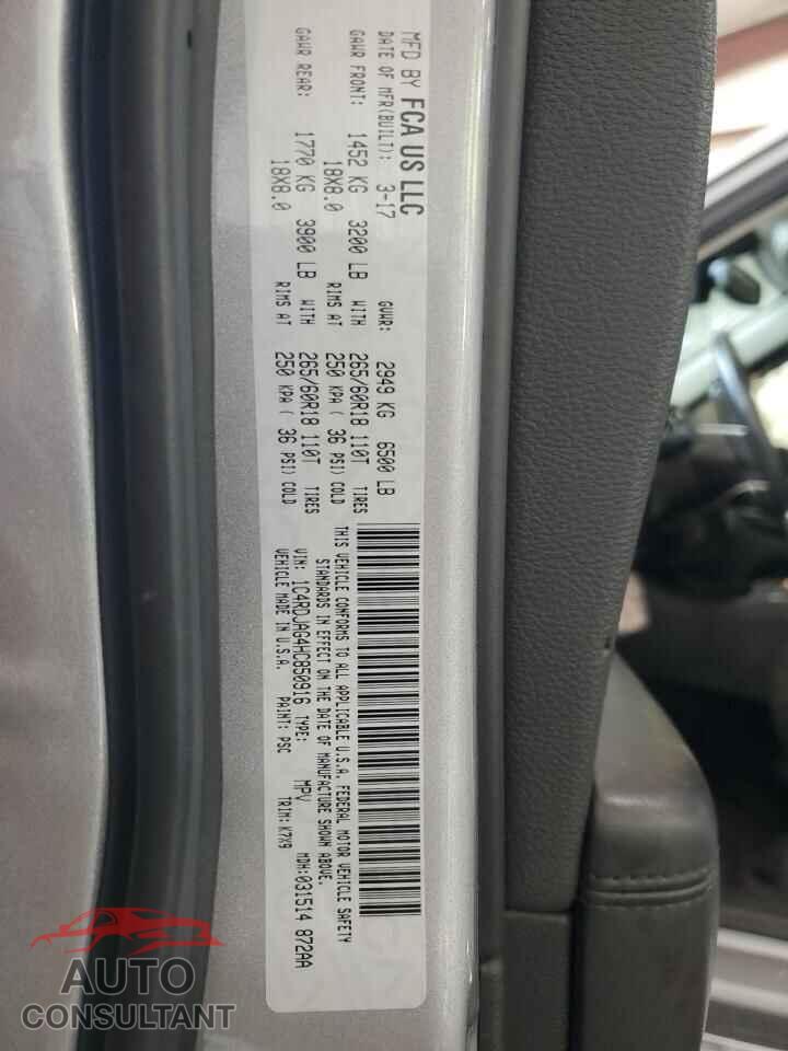 DODGE DURANGO 2017 - 1C4RDJAG4HC850916