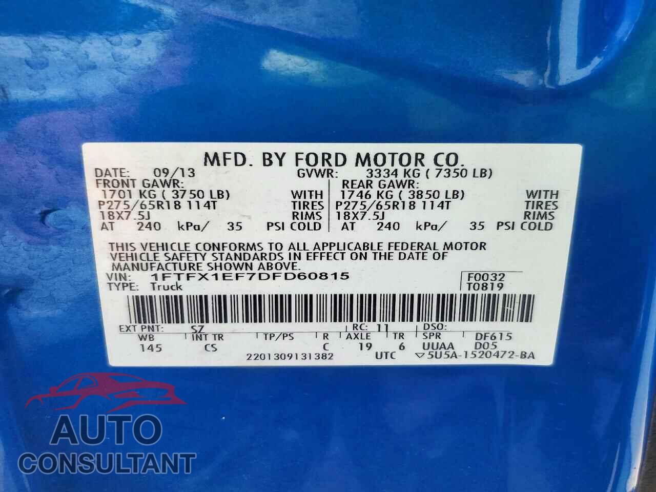 FORD F150 2013 - 1FTFX1EF7DFD60815