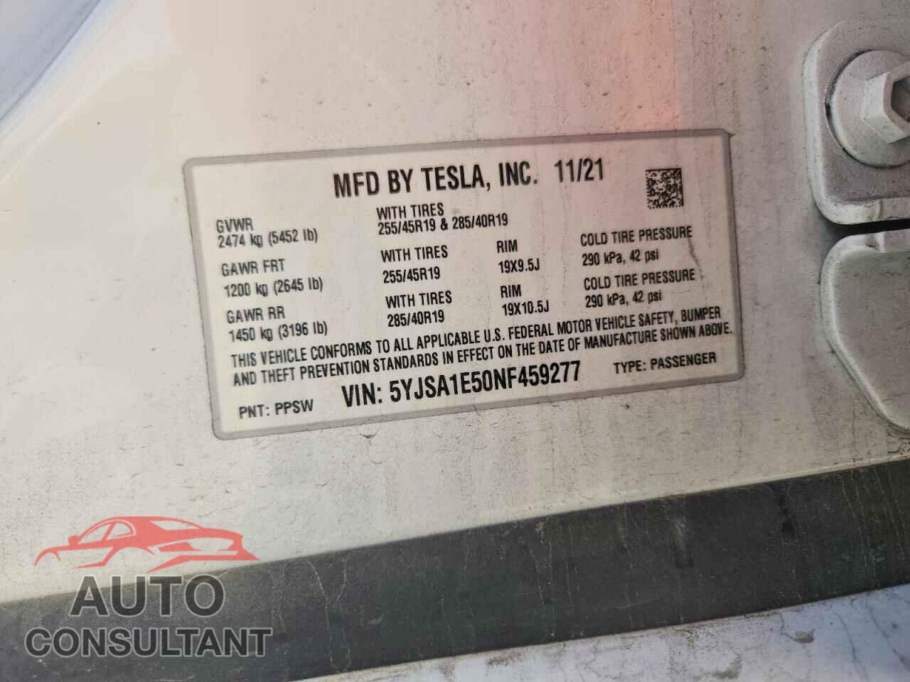 TESLA MODEL S 2022 - 5YJSA1E50NF459277